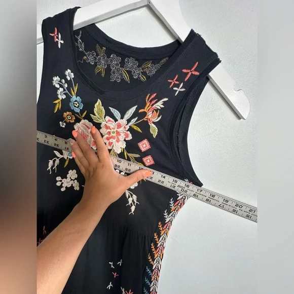 JOHNNY WAS Ceretti Floral Cotton Floral Embroidered Tank Dress Boho - Size S/M? - Picture 15 of 17
